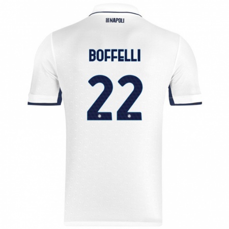 Kandiny Hombre Camiseta Valerio Boffelli #22 Blanco Azul Real 2ª Equipación 2024/25 La Camisa Chile