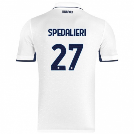 Kandiny Hombre Camiseta Johnatan Andrea Spedalieri #27 Blanco Azul Real 2ª Equipación 2024/25 La Camisa Chile