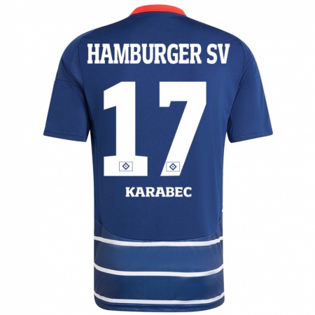 Kandiny Hombre Camiseta Adam Karabec #17 Azul Oscuro 2ª Equipación 2024/25 La Camisa Chile