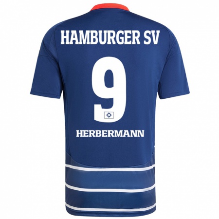 Kandiny Hombre Camiseta Kevin Herbermann #9 Azul Oscuro 2ª Equipación 2024/25 La Camisa Chile