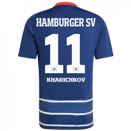 Kandiny Hombre Camiseta Valentyn Kharichkov #11 Azul Oscuro 2ª Equipación 2024/25 La Camisa Chile