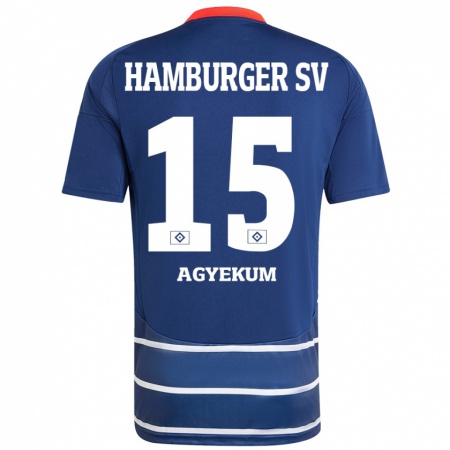 Kandiny Hombre Camiseta Joel Agyekum #15 Azul Oscuro 2ª Equipación 2024/25 La Camisa Chile