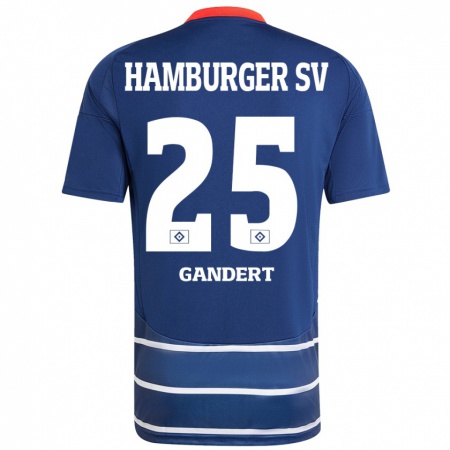 Kandiny Hombre Camiseta Jeremy Gandert #25 Azul Oscuro 2ª Equipación 2024/25 La Camisa Chile