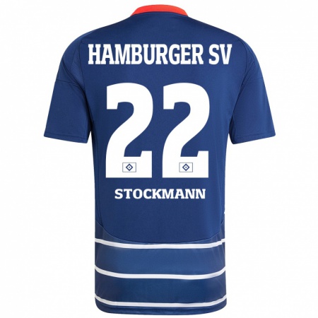 Kandiny Hombre Camiseta Sarah Stöckmann #22 Azul Oscuro 2ª Equipación 2024/25 La Camisa Chile