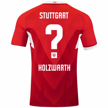 Kandiny Hombre Camiseta Luc Holzwarth #0 Rojo Blanco 2ª Equipación 2024/25 La Camisa Chile