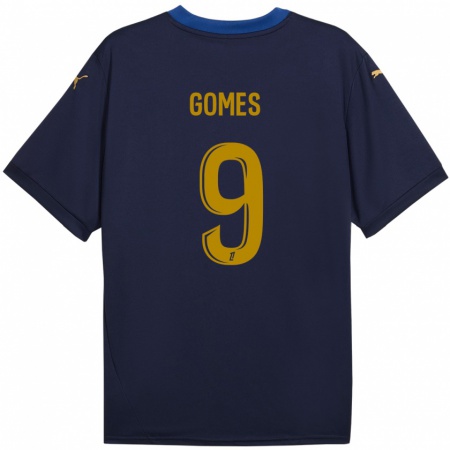 Kandiny Hombre Camiseta Mélissa Gomes #9 Azul Marino Dorado 2ª Equipación 2024/25 La Camisa Chile