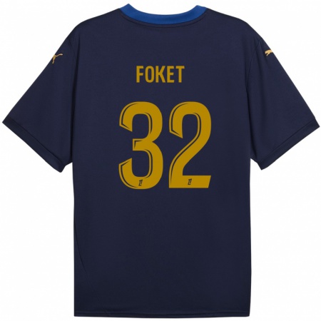 Kandiny Hombre Camiseta Thomas Foket #32 Azul Marino Dorado 2ª Equipación 2024/25 La Camisa Chile