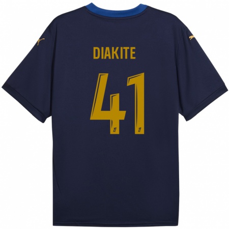 Kandiny Hombre Camiseta Ibrahim Diakité #41 Azul Marino Dorado 2ª Equipación 2024/25 La Camisa Chile