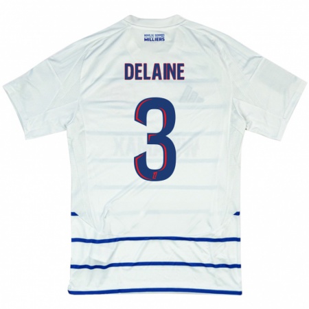 Kandiny Hombre Camiseta Thomas Delaine #3 Blanco Azul 2ª Equipación 2024/25 La Camisa Chile