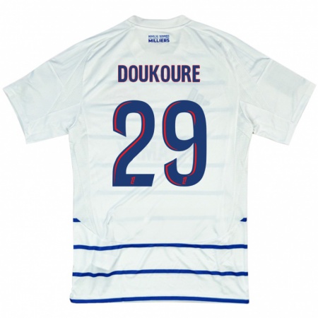 Kandiny Hombre Camiseta Ismaël Doukouré #29 Blanco Azul 2ª Equipación 2024/25 La Camisa Chile