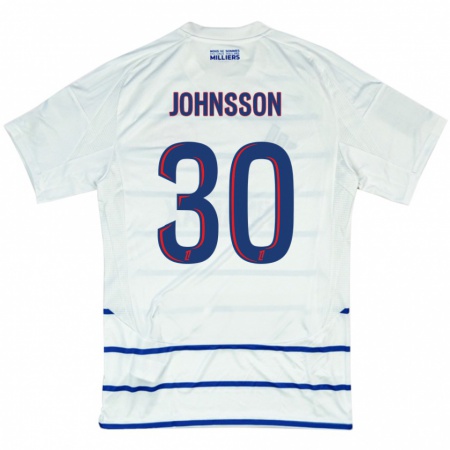 Kandiny Hombre Camiseta Karl-Johan Johnsson #30 Blanco Azul 2ª Equipación 2024/25 La Camisa Chile