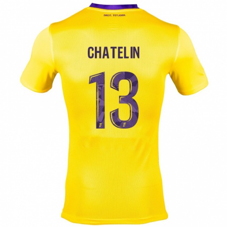 Kandiny Hombre Camiseta Delphin Chatelin #13 Amarillo Morado 2ª Equipación 2024/25 La Camisa Chile