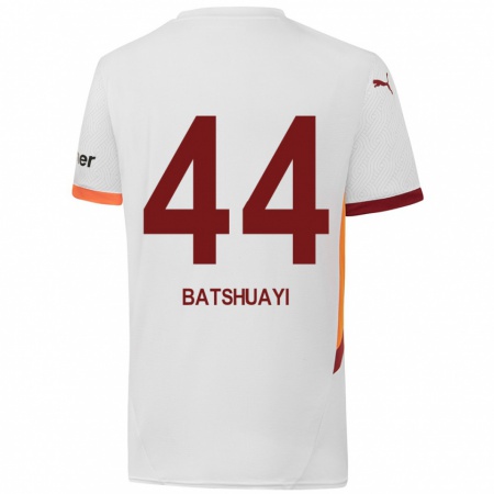 Kandiny Hombre Camiseta Michy Batshuayi #44 Blanco Amarillo Rojo 2ª Equipación 2024/25 La Camisa Chile