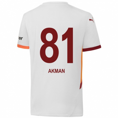 Kandiny Hombre Camiseta Hamza Akman #81 Blanco Amarillo Rojo 2ª Equipación 2024/25 La Camisa Chile