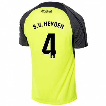 Kandiny Hombre Camiseta Siebe Van Der Heyden #4 Verde Fluorescente Negro 2ª Equipación 2024/25 La Camisa Chile