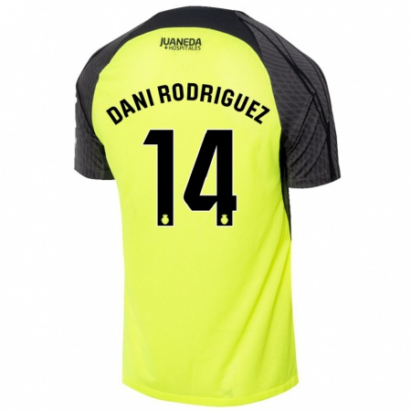 Kandiny Hombre Camiseta Dani Rodríguez #14 Verde Fluorescente Negro 2ª Equipación 2024/25 La Camisa Chile