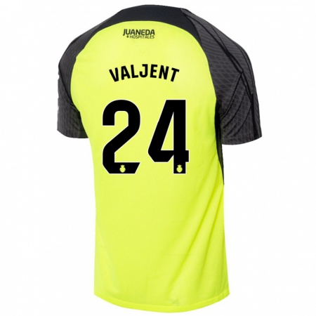 Kandiny Hombre Camiseta Martin Valjent #24 Verde Fluorescente Negro 2ª Equipación 2024/25 La Camisa Chile