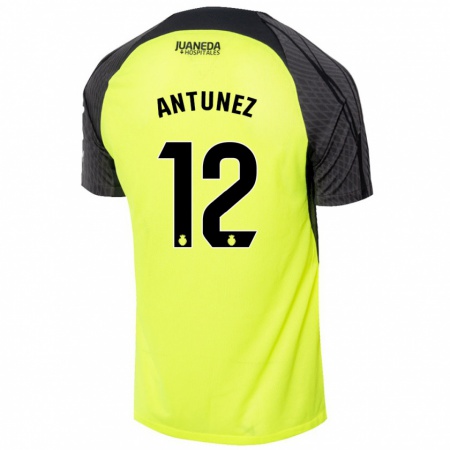 Kandiny Hombre Camiseta Yahir Antúnez #12 Verde Fluorescente Negro 2ª Equipación 2024/25 La Camisa Chile