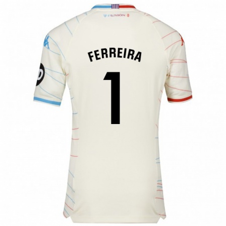 Kandiny Hombre Camiseta André Ferreira #1 Blanco Rojo Azul 2ª Equipación 2024/25 La Camisa Chile