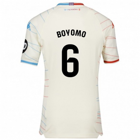 Kandiny Hombre Camiseta Enzo Boyomo #6 Blanco Rojo Azul 2ª Equipación 2024/25 La Camisa Chile