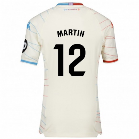 Kandiny Hombre Camiseta Mario Martín #12 Blanco Rojo Azul 2ª Equipación 2024/25 La Camisa Chile