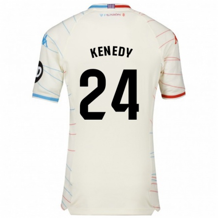 Kandiny Hombre Camiseta Kenedy #24 Blanco Rojo Azul 2ª Equipación 2024/25 La Camisa Chile