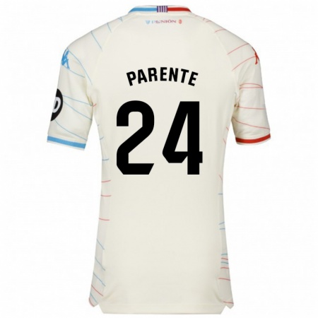 Kandiny Hombre Camiseta Iago Parente #24 Blanco Rojo Azul 2ª Equipación 2024/25 La Camisa Chile