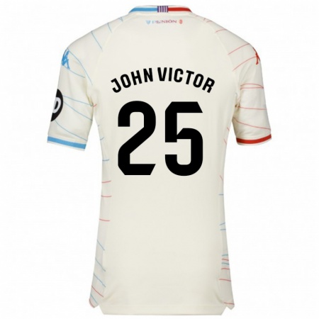 Kandiny Hombre Camiseta John Victor #25 Blanco Rojo Azul 2ª Equipación 2024/25 La Camisa Chile