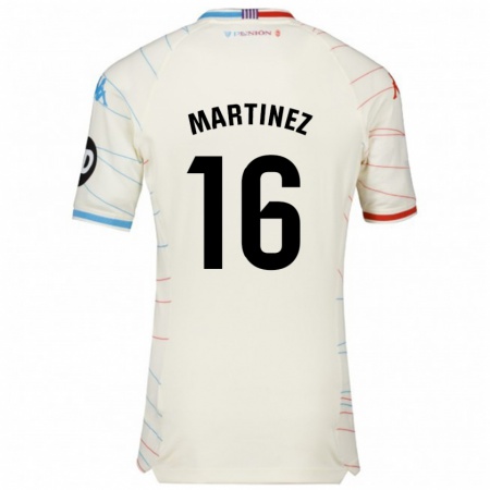 Kandiny Hombre Camiseta Jesús Martínez #16 Blanco Rojo Azul 2ª Equipación 2024/25 La Camisa Chile