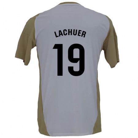 Kandiny Hombre Camiseta Mathis Lachuer #19 Marrón Blanco 2ª Equipación 2024/25 La Camisa Chile