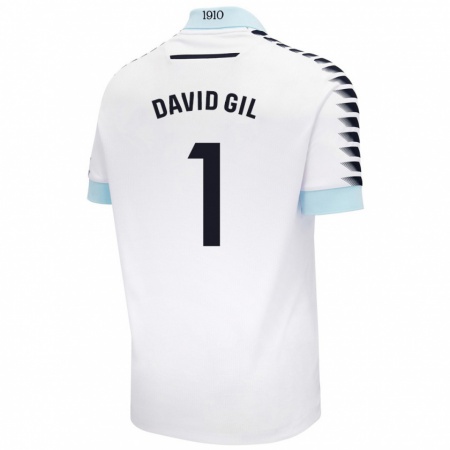 Kandiny Hombre Camiseta David Gil #1 Blanco Azul 2ª Equipación 2024/25 La Camisa Chile