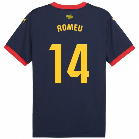 Kandiny Hombre Camiseta Oriol Romeu #14 Azul Marino Rojo 2ª Equipación 2024/25 La Camisa Chile