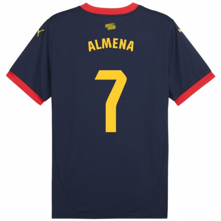 Kandiny Hombre Camiseta Iker Almena #7 Azul Marino Rojo 2ª Equipación 2024/25 La Camisa Chile