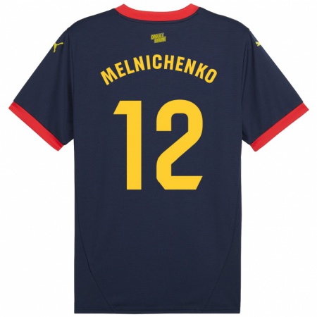 Kandiny Hombre Camiseta Dmytro Melnichenko #12 Azul Marino Rojo 2ª Equipación 2024/25 La Camisa Chile