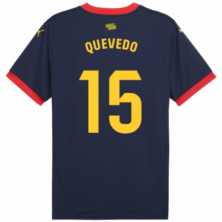 Kandiny Hombre Camiseta Erik Quevedo #15 Azul Marino Rojo 2ª Equipación 2024/25 La Camisa Chile