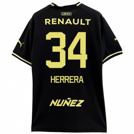 Kandiny Hombre Camiseta Nahuel Herrera #34 Negro Amarillo 2ª Equipación 2024/25 La Camisa Chile