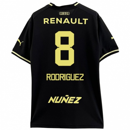 Kandiny Hombre Camiseta Sebastián Rodríguez #8 Negro Amarillo 2ª Equipación 2024/25 La Camisa Chile