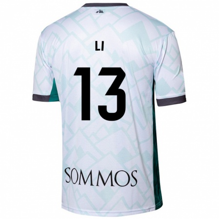 Kandiny Hombre Camiseta Changyi Li #13 Blanco Verde 2ª Equipación 2024/25 La Camisa Chile