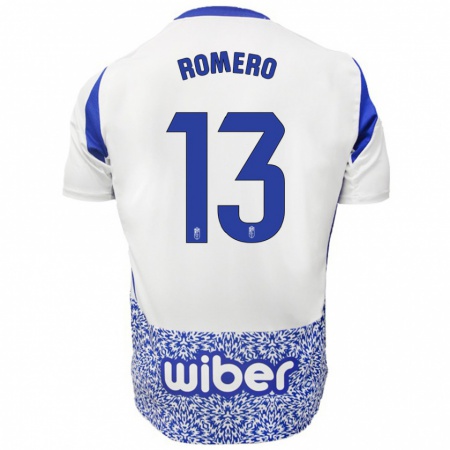 Kandiny Hombre Camiseta Andrea Romero #13 Blanco Azul 2ª Equipación 2024/25 La Camisa Chile