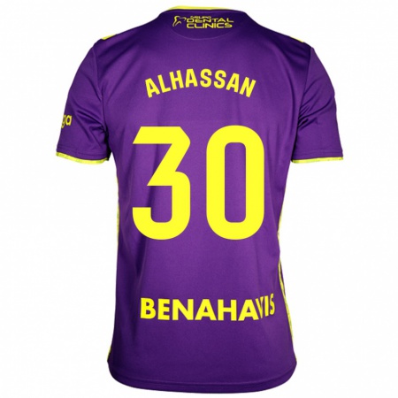 Kandiny Hombre Camiseta Mubarak Alhassan #30 Púrpura Amarillo 2ª Equipación 2024/25 La Camisa Chile