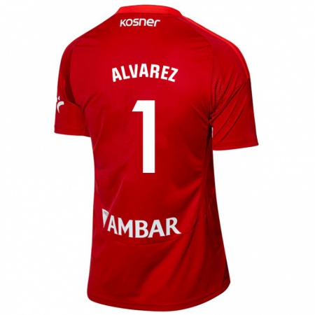 Kandiny Hombre Camiseta Cristian Álvarez #1 Blanco Azul 2ª Equipación 2024/25 La Camisa Chile