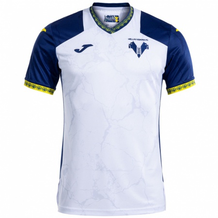 Kandiny Hombre Camiseta Alessandro Pallaro #0 Blanco Azul 2ª Equipación 2024/25 La Camisa Chile