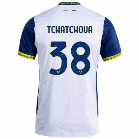 Kandiny Hombre Camiseta Jackson Tchatchoua #38 Blanco Azul 2ª Equipación 2024/25 La Camisa Chile