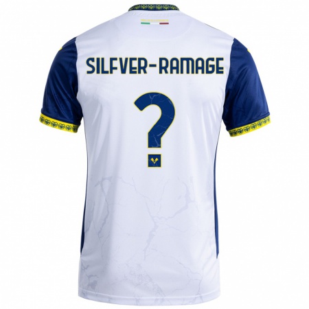 Kandiny Hombre Camiseta William Silfver-Ramage #0 Blanco Azul 2ª Equipación 2024/25 La Camisa Chile