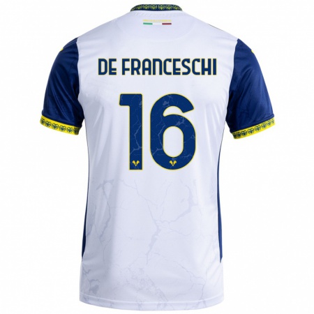 Kandiny Hombre Camiseta Edoardo De Franceschi #16 Blanco Azul 2ª Equipación 2024/25 La Camisa Chile