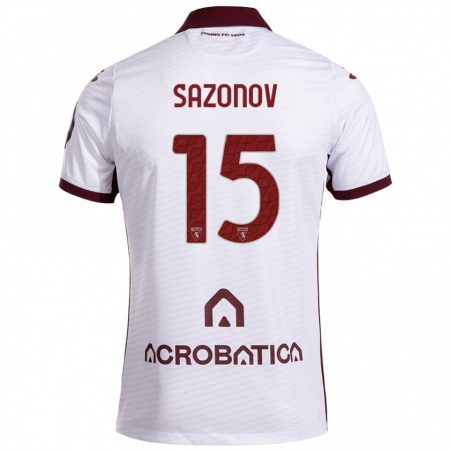 Kandiny Hombre Camiseta Saba Sazonov #15 Blanco Granate 2ª Equipación 2024/25 La Camisa Chile