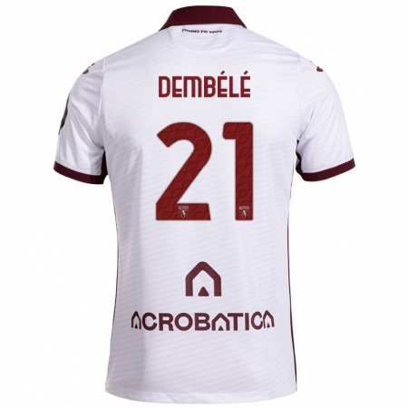 Kandiny Hombre Camiseta Ali Dembélé #21 Blanco Granate 2ª Equipación 2024/25 La Camisa Chile