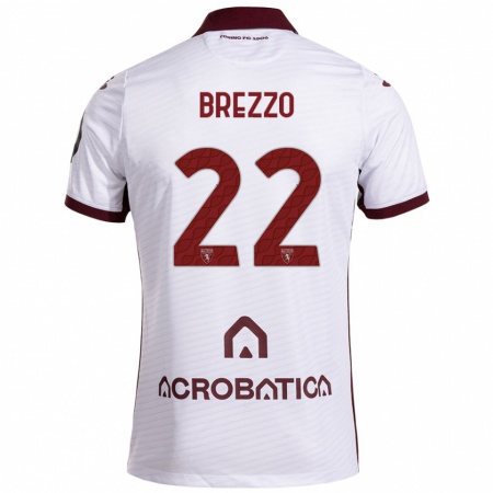 Kandiny Hombre Camiseta Matteo Brezzo #22 Blanco Granate 2ª Equipación 2024/25 La Camisa Chile