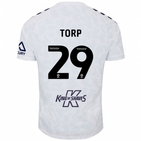 Kandiny Hombre Camiseta Victor Torp #29 Blanco 2ª Equipación 2024/25 La Camisa Chile