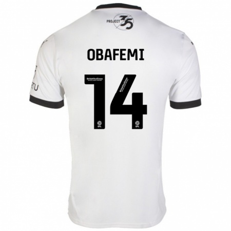 Kandiny Hombre Camiseta Michael Obafemi #14 Blanco Negro 2ª Equipación 2024/25 La Camisa Chile